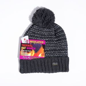 Pom Pom Gray Knitted Insulated Thermal Beanie